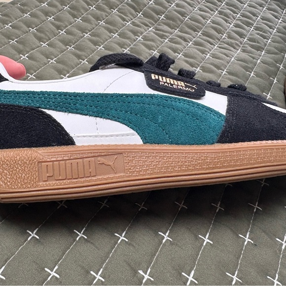 Puma Palermo Black White Green Sneakers Sz 5 NWT - Picture 3 of 9
